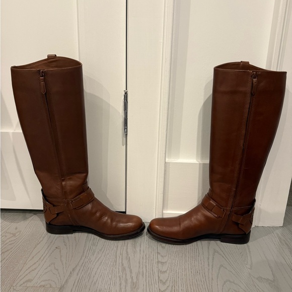 Tory Burch Derby Boots Gorgeous Brown Leather Knee-High Boots Women's Size 8 - Picture 3 of 7